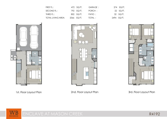 the floor plan of enclave at mason creek
