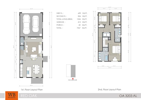 A floor plan for a two-story building with a garage and living areas.