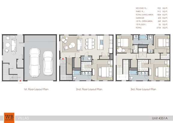 Floor Plan  4351A Floor Plan - 1,955-to2,750 Sq.Ft at Villas at Kings Harbor Apartments, TBD MANAGEMENT, Texas, 77345