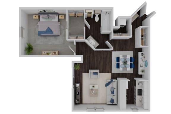 the bungalow floor plan with bedroom and living room