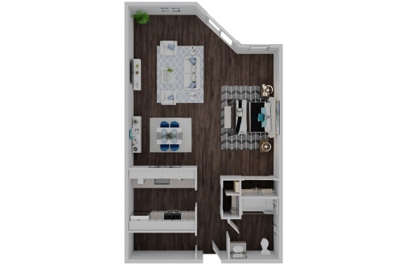 a floor plan of a bedroom with a wood paneled