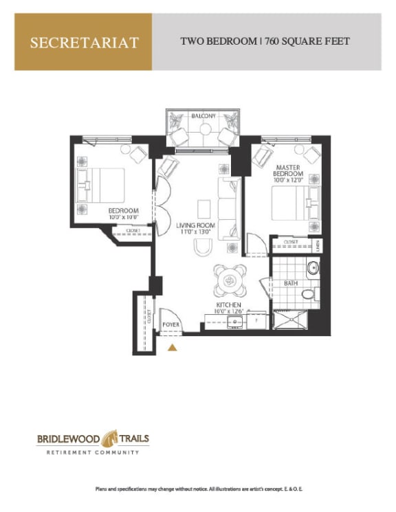a floor plan of two bedroom apartment