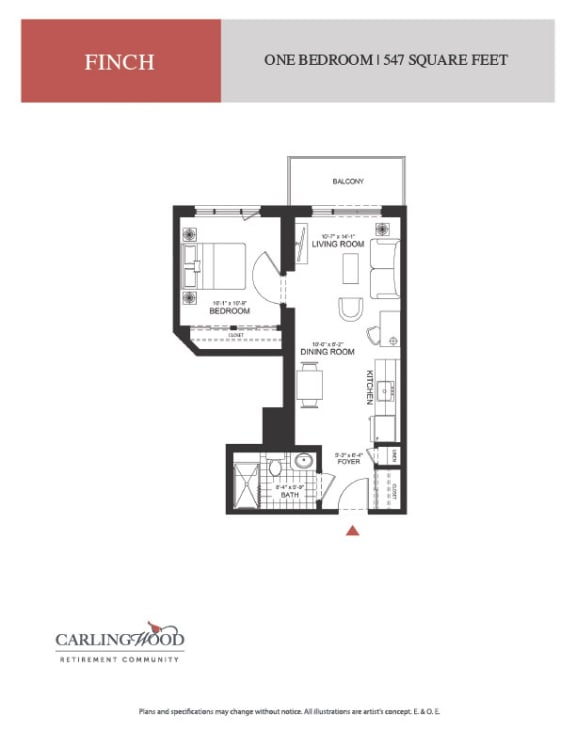 a floor plan of the one bedroom suite