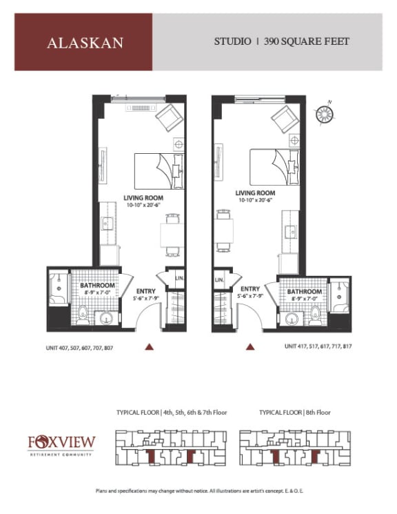 a floor plan of a studio apartment in alaskan