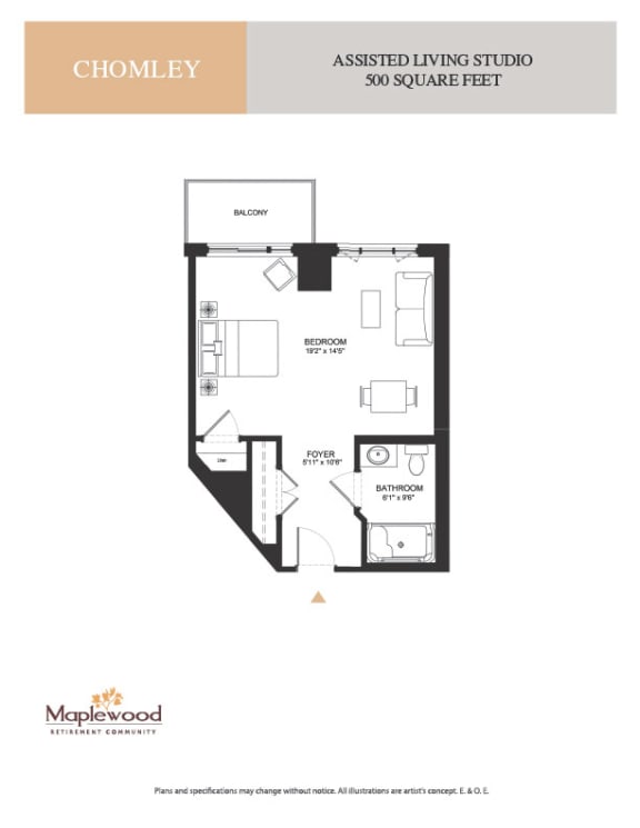 a floor plan of a 560 sq ft apartment