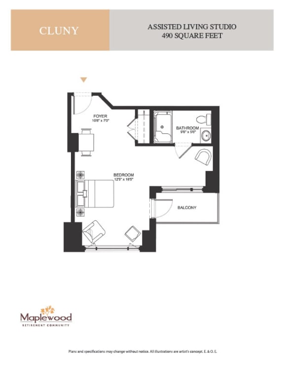 a floor plan of a studio apartment