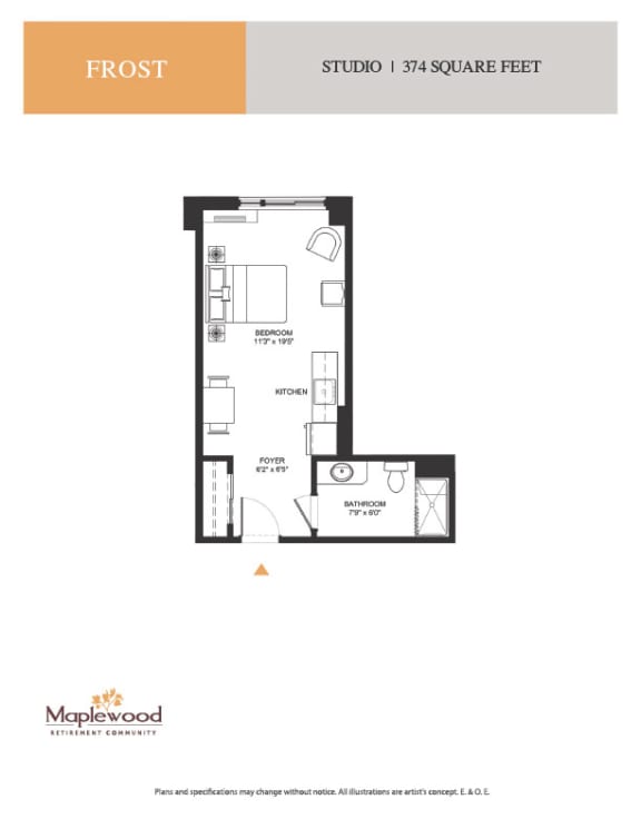 a floor plan of a studio apartment