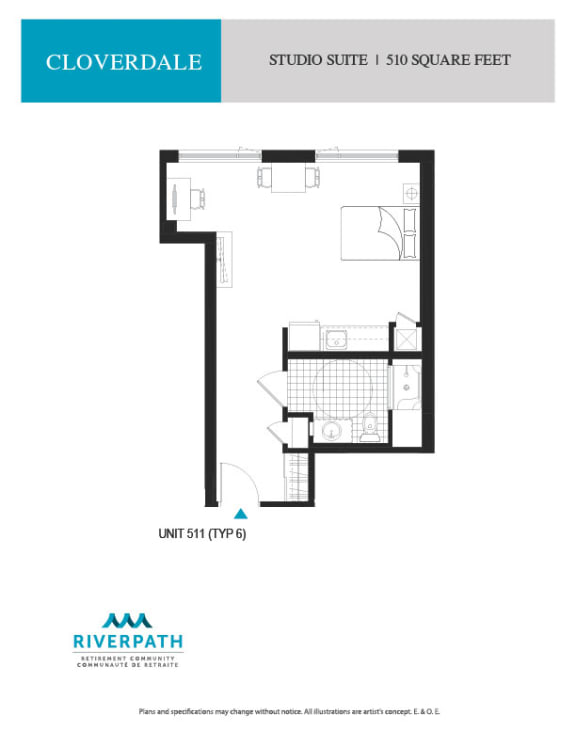 a floor plan of a studio unit