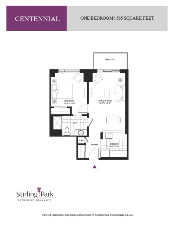 a floor plan of the one bedroom suite
