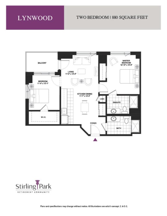 a floor plan of two bedroom apartment