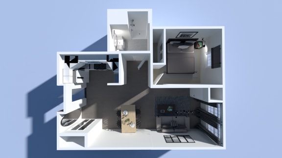 a rendering of a 3d floor plan of a house