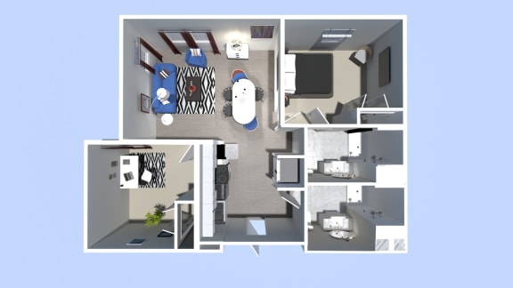 a floor plan of a house with a bedroom and a living room