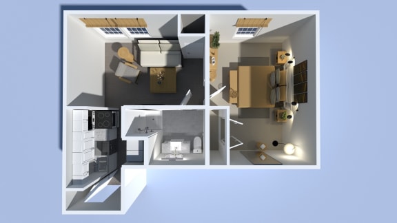 a rendering of a 3d floor plan of a house
