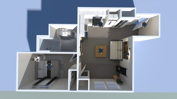 a rendering of a 3d floor plan of a house