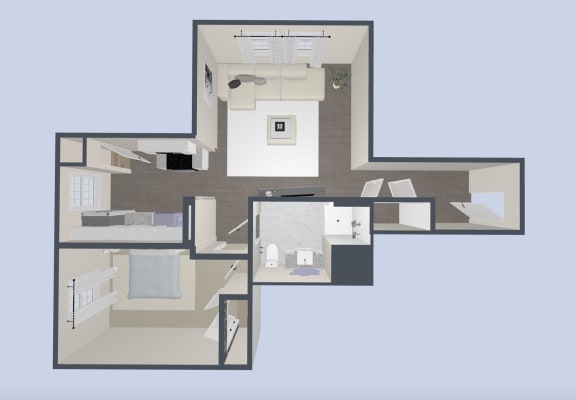 a floor plan of a house with a bedroom and a bathroom