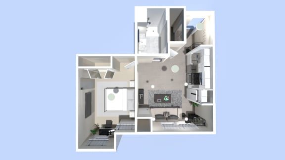 a floor plan of a house with a bedroom and a living room