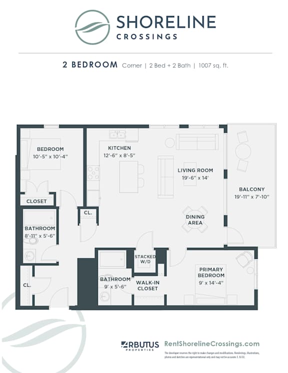 Shoreline Crossings 2 Bedroom Corner Rental Apartment