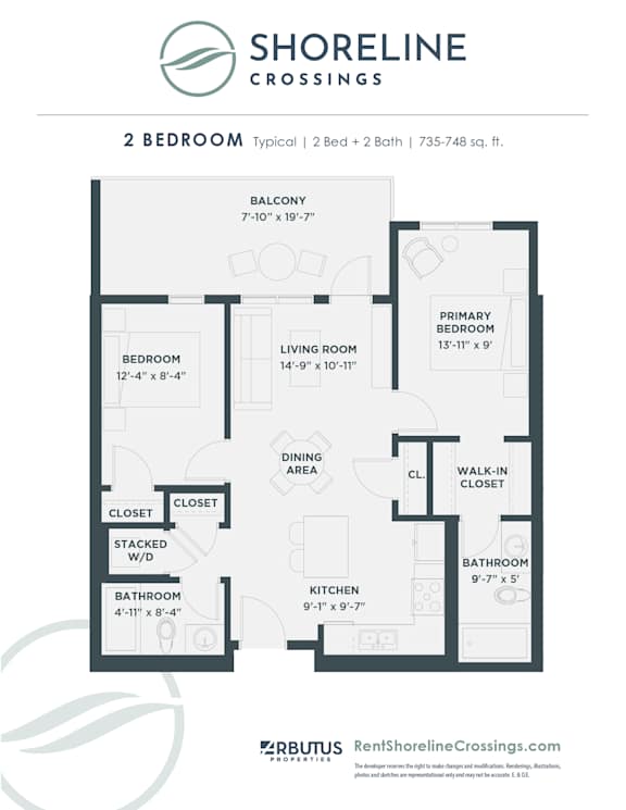 Shoreline Crossings 2 Bedroom Rental Apartment