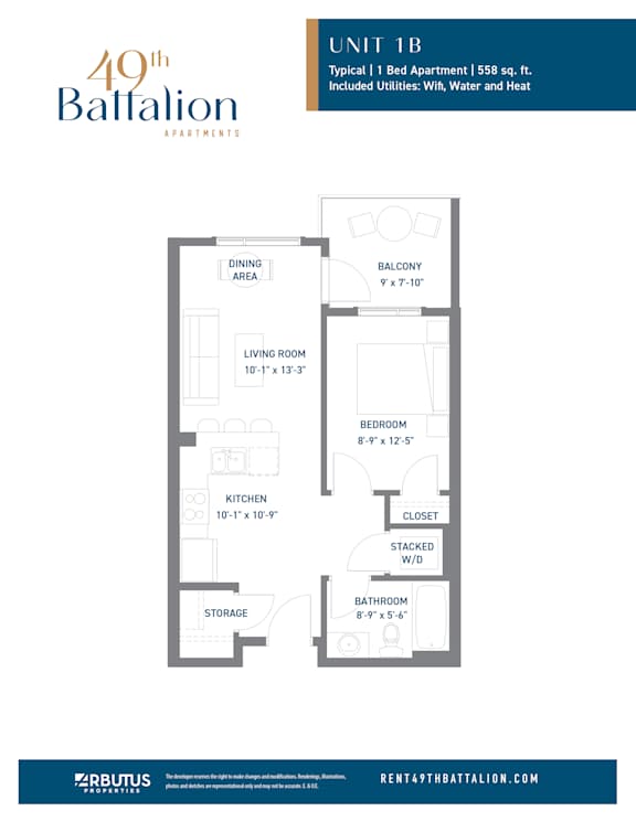 A floor plan for a 40th Battalion apartment unit.