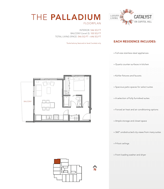 A page from a brochure for a building called The Palladium.