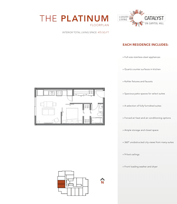 A floor plan for a residence at The Platinum Luxury Living on Capitol Hill.