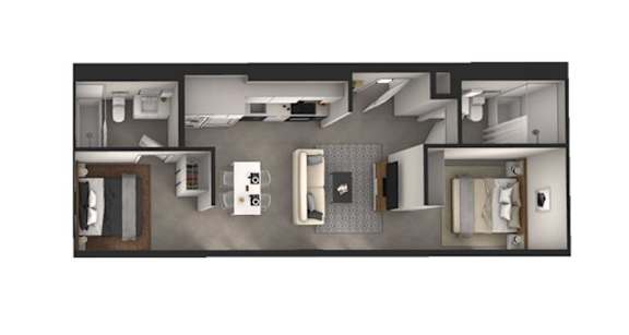 A black and white image of a floor plan of an apartment.