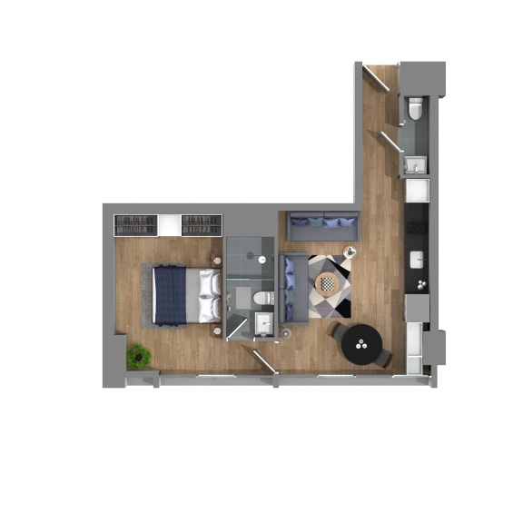 a floor plan of a house with a bedroom and a bathroom