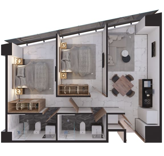 a rendering of a hotel room