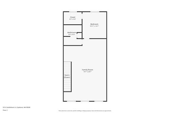 2d floorplan of the second floor of a 3 bedroom, 3 bathroom residence.