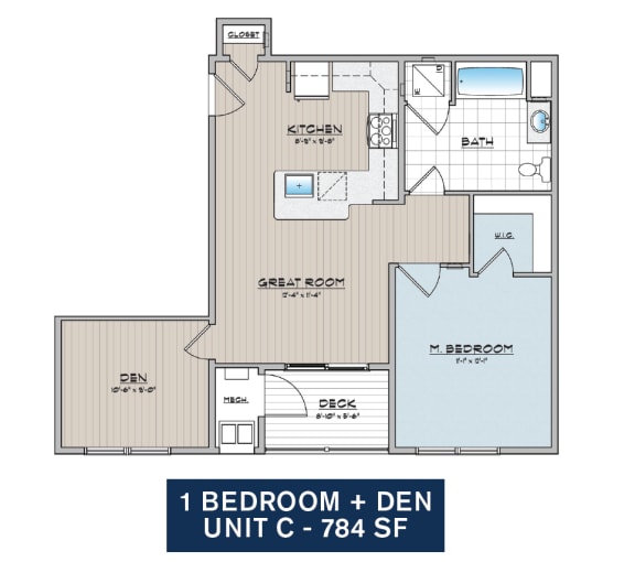 Floor Plan  1 Bedroom with Den Unit C  at Franklin Square Apartments/Townhomes, Pennsylvania