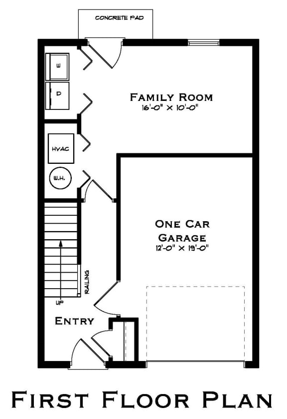 townhome bedroom floorplan 1st floor at Hadley Place Apartments, Enola
