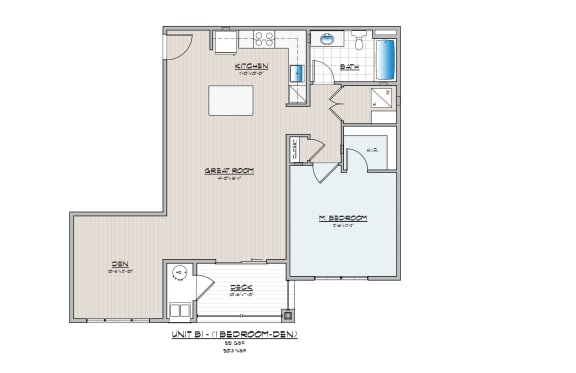 1 bedroom with den B at Rowen Place Apartments, Hanover, Pennsylvania