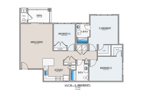 floor plan of unit E3 at Holly Oaks, Aberdeen, 21001