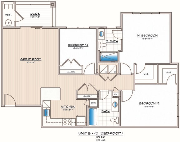 Floor Plan  3 bedroom floorplan  at Hadley Place Apartments, Pennsylvania, 17025