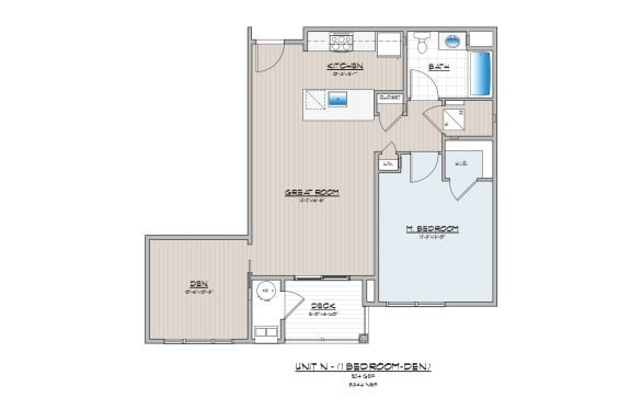 Floor Plan  1 bedroom with den  at Rowen Place Apartments, Hanover, 17331