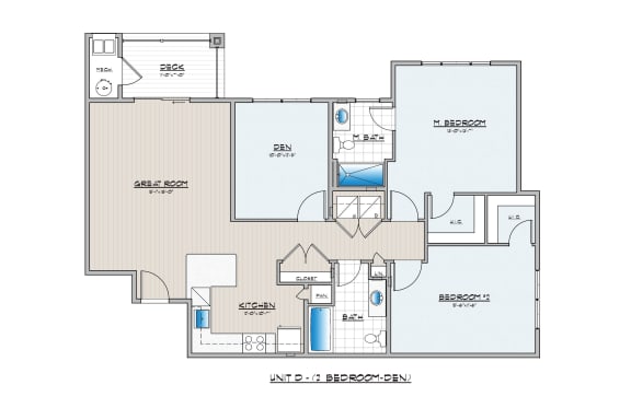 Floor Plan  2 bedroom with den  at Wynfield, York, PA, 17403