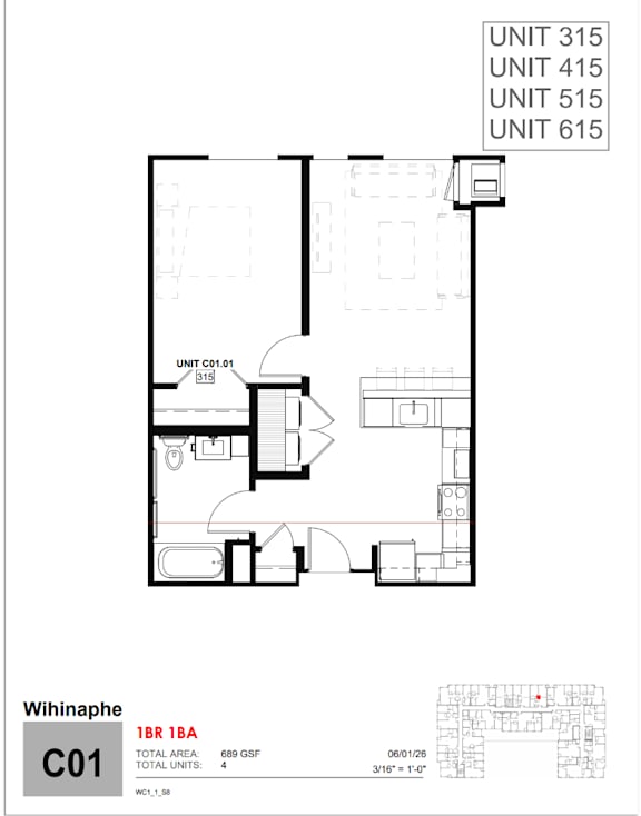A floor plan for a residential unit with labeled rooms and measurements.