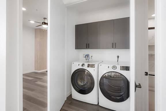 a washer and dryer in a laundry room