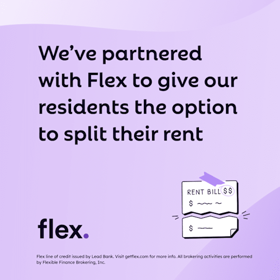 we ve partnered with flex to give our residents the option to split their rent