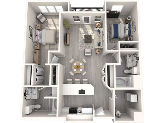 a floor plan of a 2100 sq ft apartment with a bedroom and a living room