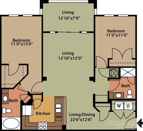 1000 West Apartments Ashley Floor Plan