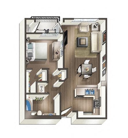 a floor plan of a house with a bedroom and a living room
