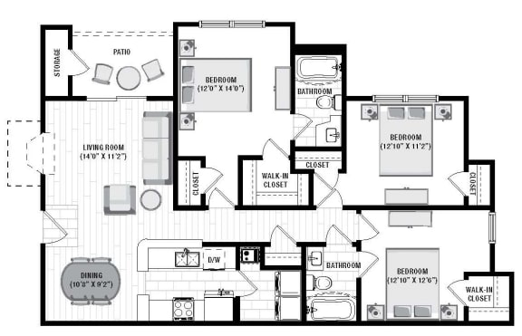 The Reserve at Wescott Apartments Hogan Deck Floor Plan