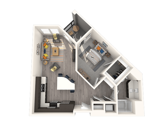 a floor plan with a bedroom and a living room