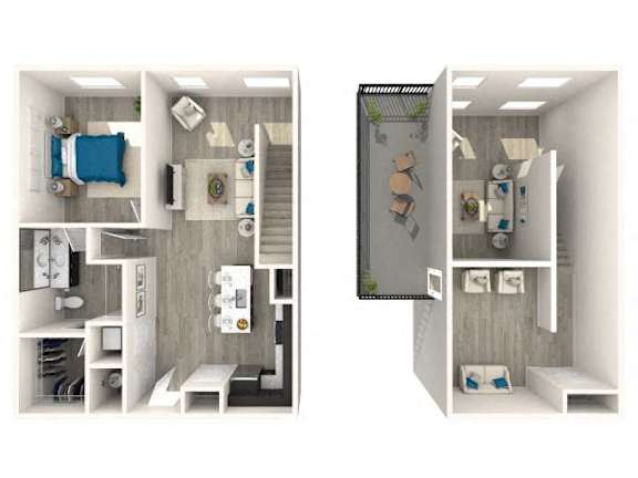Floor Plan  A diagram of a small apartment with a bedroom and a living room.