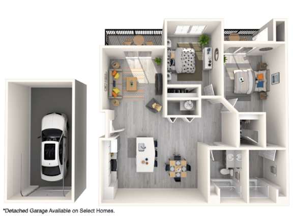 A detached garage is available on select homes.