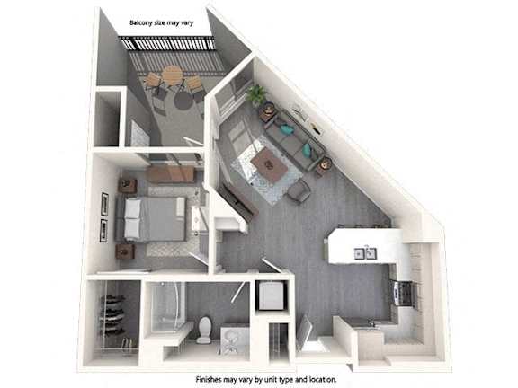 A diagram of a house layout with a kitchen, living room, and bathroom.
