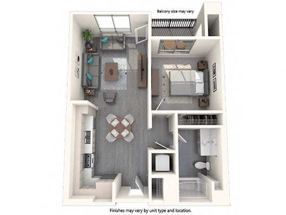 A diagram of a house layout with a kitchen, living room, and bathroom.