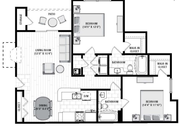 The Reserve at Wescott Apartments Palmer Deck Floor Plan