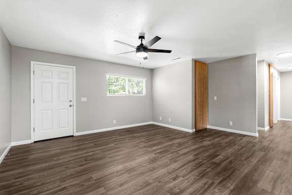 Empty room with ceiling fan at OSM Properties Homes & Apartments, California, 95926
